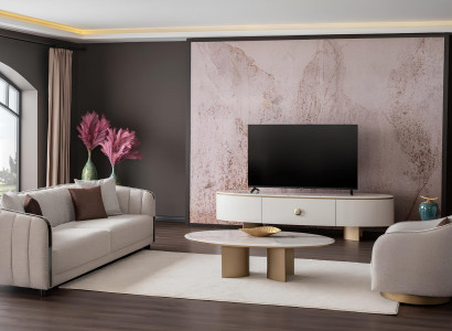 Wohnzimmer-Set mit 3+1 Sitzer, Couchtisch und modernem TV-Lowboard