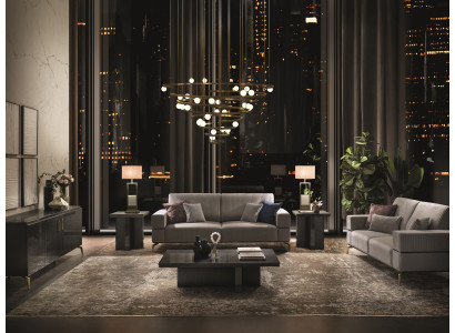Wohnzimmer Set 6 tlg (2x Sofa 3 Sitzer+Konsole+2x Beistelltisch+Couchtisch)