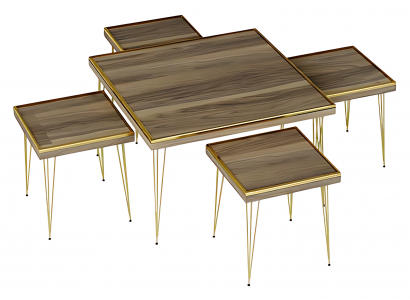 Wohnzimmer-Set Braun aus MDF und Edelstahl modern elegant