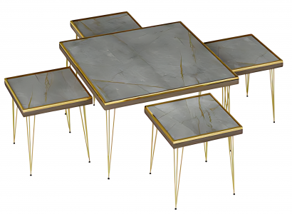 Wohnzimmer-Set Grau Modern Möbelset aus MDF und Edelstahl