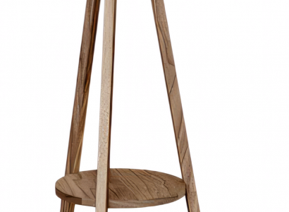 Weiße Holz Stehlampe mit Regal modern und stilvoll