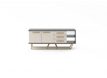Beiges Luxuriöses Sideboard Designer Wohnzimmer Holz Lowboard