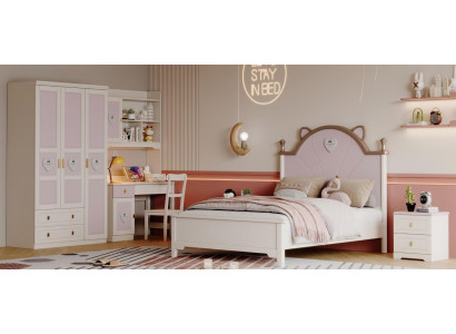 Design Kinderzimmer Set Kleiderschrank 2x Nachttische Luxus Bett Jugendzimmer