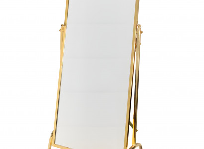 Stilvoller, großformatiger Spiegel mit goldfarbenem Regal und Metallrahmen
