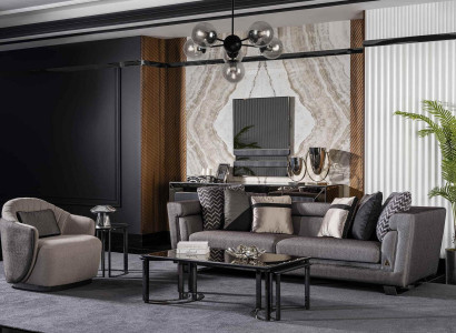 Wohnzimmer Sofagarnitur Grau Dreisitzer Sessel Luxus Couch Set 4 1 Sitzer