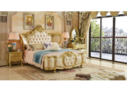 4tlg. Schlafzimmer Set Luxuriöse Schminktisch klassische Möbel Holz Bett