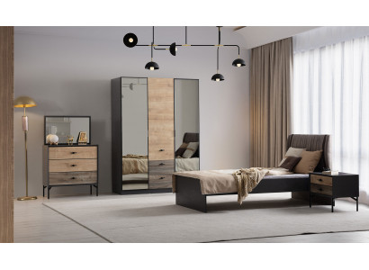 Stilvolles Schlafzimmer Set Designer Bett Nachttische Holzschrank