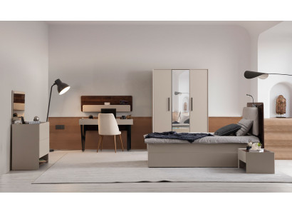 Beige Schlafzimmer Möbel Edles Bett Holz Nachttische Schminktisch
