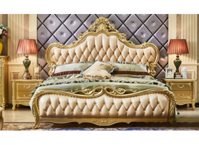 Klassisches Schlafzimmer Set Massivholz Bett+ 2x Nachttische Komplettes