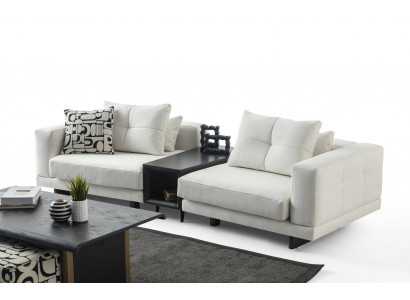 Weiße Wohnzimmer Sitzcouch Moderner Textil Dreisitzer Polstermöbel