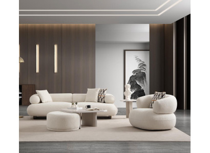Wohnzimmer Garnitur Designer 3-Sitzer Polstersessel Couchtisch 3-tlg
