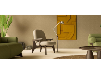 Stilvoller Beiger Sessel Wohnzimmer Polstersessel Edle Holzrahmen