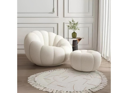 Beiger komprimierbarer Sessel mit Ottoman stylischer, bequemer Sessel