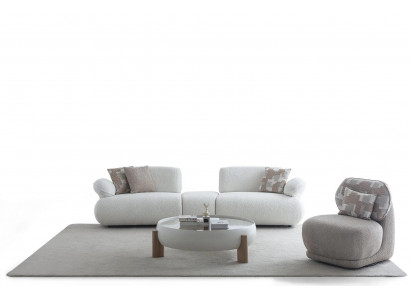 Weiße Couchgarnitur Moderner 4-Sitzer Luxuriöser Stoffsessel
