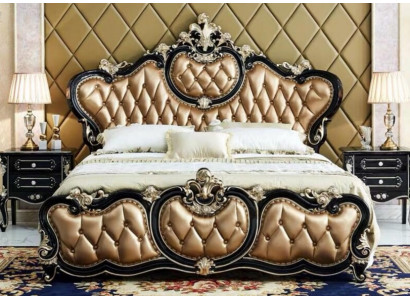 Schlafzimmer Set Kunstleder Bett Luxuriöses 2x Nachttische Komplett 3tlg
