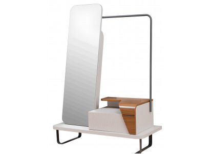 Beige Kleiderstange Edler Spiegel Schlafzimmer Holzmöbel Flurmöbel