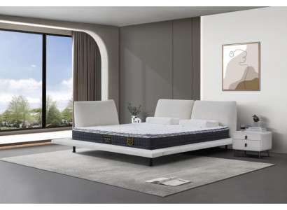 Weißes Schlafzimmer Polsterbett Designer Textilbetten Metallfüße