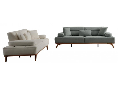 Stilvolle Grau-Beige Sofagarnitur Designer 3-Sitzer Polstercouchen
