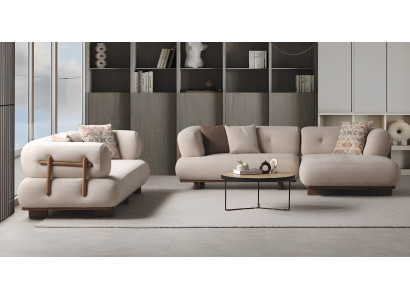 Wohnzimmer-Set Modernes Design Weiß 3-Sitizer Sofa, Ecksofa - 2tlg.