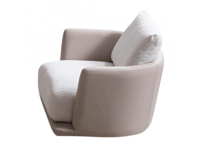 Weißer Eleganter Stoffsessel Designer Polstersessel Edler Einsitzer