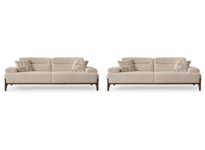 Beige Wohnzimmer Garnitur Polstercouchen Designer 3-Sitzer Sofas