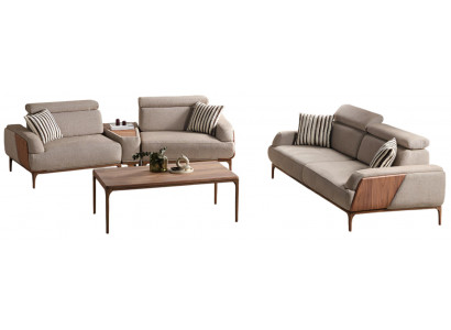 Stilvolles Wohnzimmer-Set Moderner 3-Sitzer Edler Couchtisch 3tlg