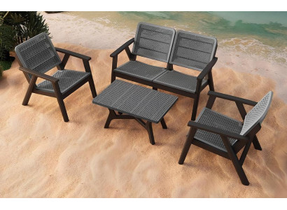 Stilvolles Terrassen Set Designer Gartenmöbel Bank Couchtisch Sessel