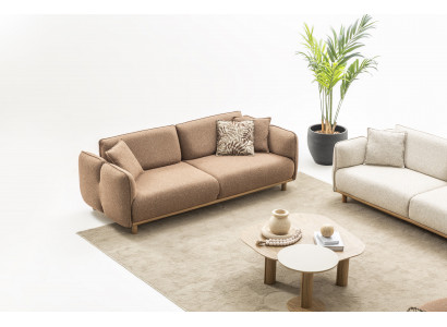 Stilvolles Wohnzimmer-Set 4-Sitzer Sofa mit Couchtisch & Beistelltisch
