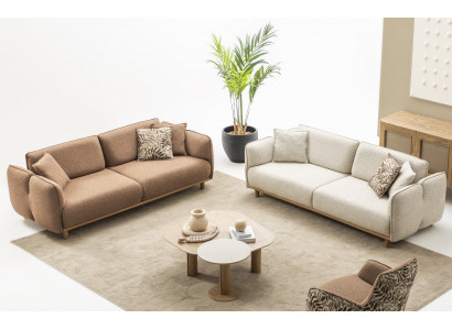Stilvolles Set: 2x 4-Sitzer Sofa mit Couchtisch & Beistelltisch