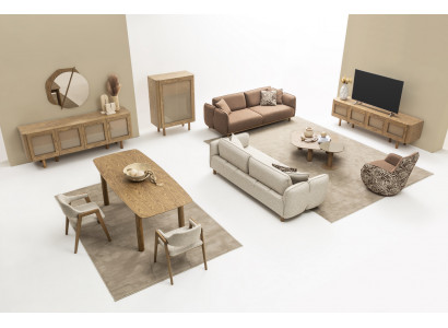 Wohnzimmer-Set 2x 4-Sitzer Sessel Tische & Stauraum für Stil & Komfort