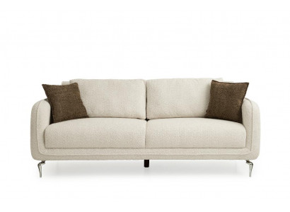 Beige Wohnzimmer 3-Sitzer Couch Luxuriöse Polstersofas Holzgestell