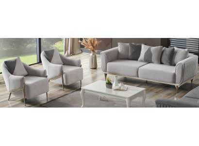 3-Sitzer Sofa mit 2 Sesseln – Elegantes Wohnset für Ihr Zuhause